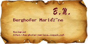Berghofer Marléne névjegykártya